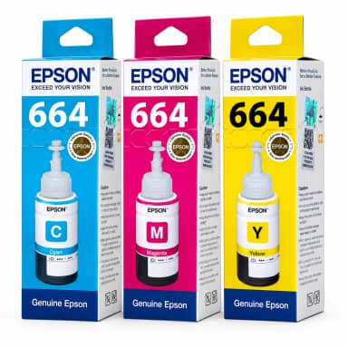 Epson 664 Colour Ink Bottle 70 ml - Cyan / Magenta / Yellow (Price per Bottle)
